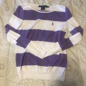 PURPLE & WHITE STRIPED RALPH LAUREN SWEATER
